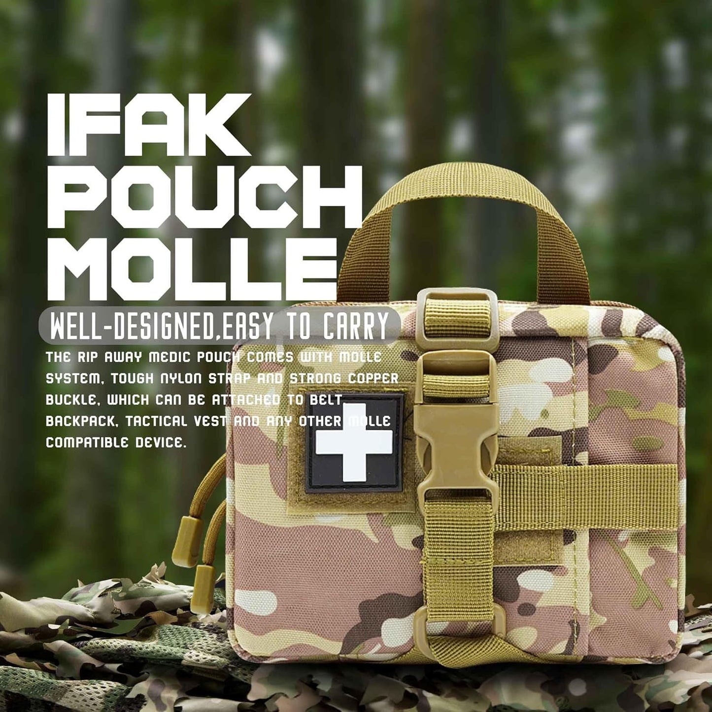 Upgrade Molle Rip Away Ifak Pouch, Tactical Small Belt First Aid Pouch Medical Utility EMT Pouch Only