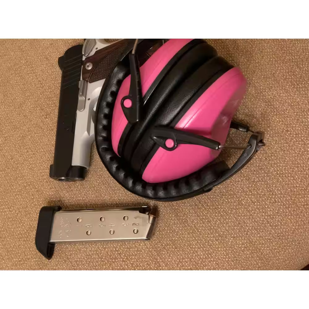 Pink Low Profile Passive Folding Slim Earmuff for Women