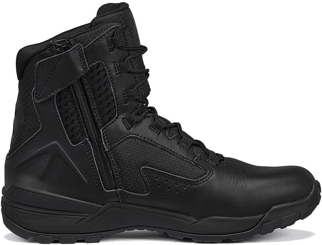 1040-ZWP 7” Waterproof Ultralight Black Tactical Boots for Men with Zipper - Leather and Nylon with BBP Lining and TR Hitrac Outsole for Police and EMS