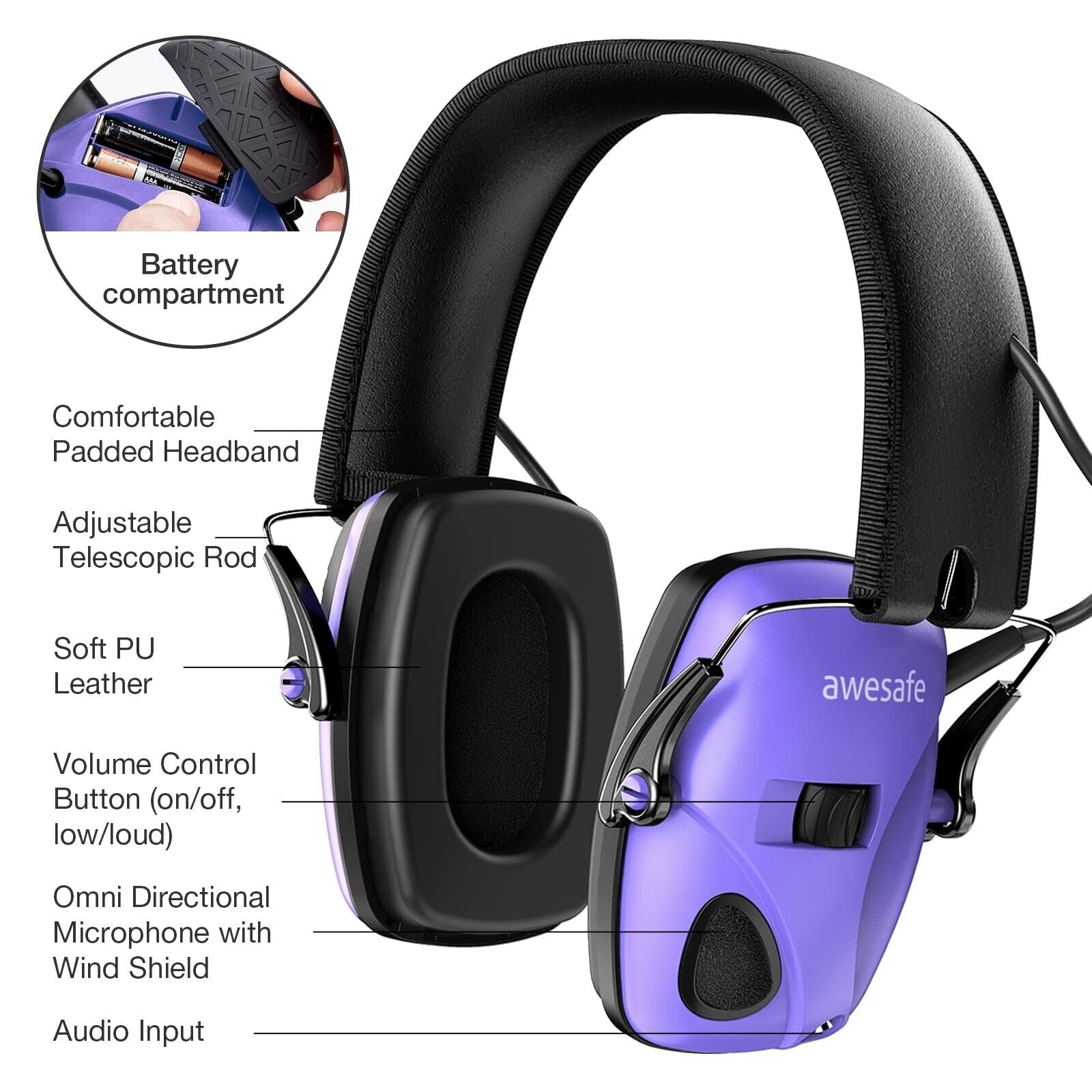 Awesafe Electronic Shooting Earmuffs Ear Hearing Protection Headphones for Sh...