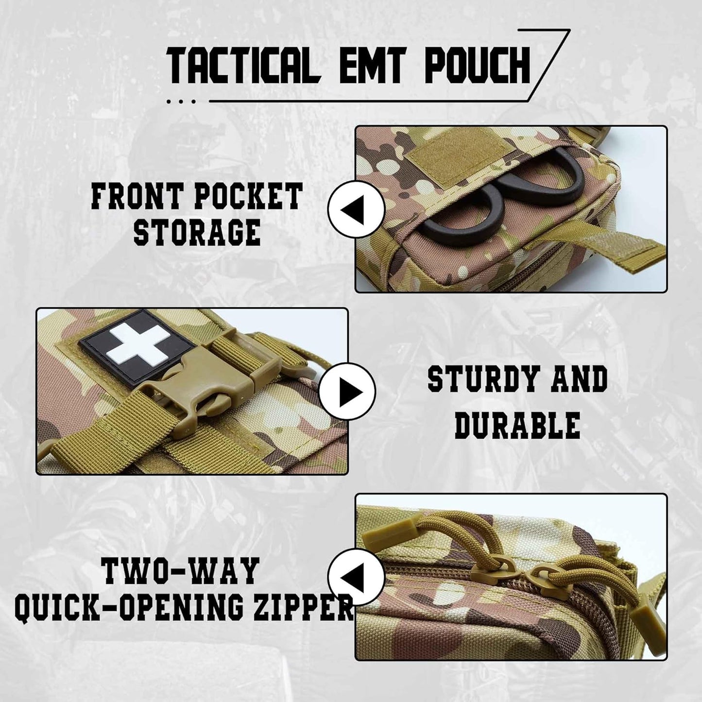 Upgrade Molle Rip Away Ifak Pouch, Tactical Small Belt First Aid Pouch Medical Utility EMT Pouch Only