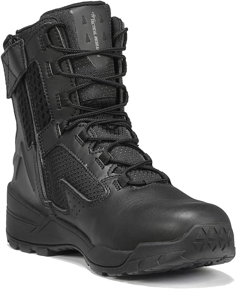 1040-ZWP 7” Waterproof Ultralight Black Tactical Boots for Men with Zipper - Leather and Nylon with BBP Lining and TR Hitrac Outsole for Police and EMS